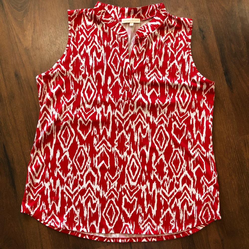 Claudia Richards Tank blouse EUC Red & White